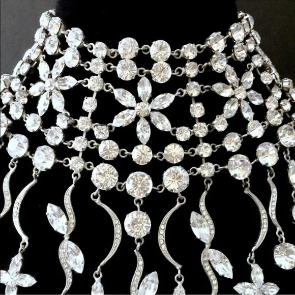 🇦🇪 UAE VINTAGE CRYSTALS CHOCKER NECKLACE & EARRINGS SET - Picture 2 of 10